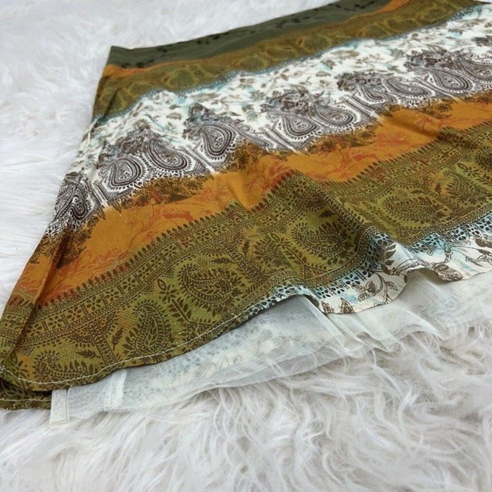Lucy Lucy Love Vintage Y2K Paisley Ombré Handkerchief Midi Skirt Large Cotton - Picture 12 of 12